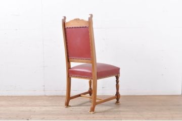 中古　横浜クラシック家具　ダニエル(daniel)　ミッシェル(Michel)サイドチェア　A-504　本革(レザー)　クラシカルな雰囲気漂うデザインがおしゃれなダイニングチェア2脚セット(椅子、イス)(定価2脚で約44万円)(R-066669)