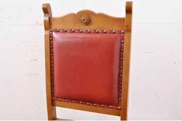 中古　横浜クラシック家具　ダニエル(daniel)　ミッシェル(Michel)サイドチェア　A-504　本革(レザー)　クラシカルな雰囲気漂うデザインがおしゃれなダイニングチェア2脚セット(椅子、イス)(定価2脚で約44万円)(R-066669)