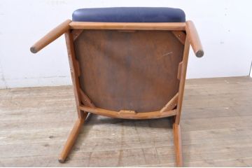 和製ビンテージ　日田工芸　チーク材　無垢材　本革(レザー)　落ち着きのある色合いで大人の空間を演出するチェア4脚セット(イス、椅子、ダイニングチェア、ヴィンテージ、バラ売り可能)(R-066670)