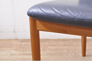 和製ビンテージ　日田工芸　チーク材　無垢材　本革(レザー)　落ち着きのある色合いで大人の空間を演出するチェア4脚セット(イス、椅子、ダイニングチェア、ヴィンテージ、バラ売り可能)(R-066670)