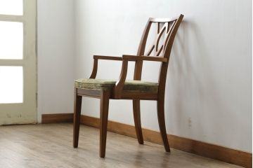 中古　DREXEL HERITAGE(ドレクセルヘリテイジ)　Triune(トライユン)　マホガニー材　洗練されたデザインが魅力のアームチェア(ダイニングチェア、椅子、イス)(R-066674)