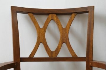 中古　DREXEL HERITAGE(ドレクセルヘリテイジ)　Triune(トライユン)　マホガニー材　洗練されたデザインが魅力のアームチェア(ダイニングチェア、椅子、イス)(R-066674)