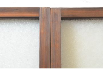 アンティーク建具　大正ロマン!!　ダイヤガラス入り　ノスタルジックな雰囲気漂うガラス戸2枚セット(引き戸)(R-066727)