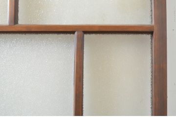 アンティーク建具　大正ロマン!!　ダイヤガラス入り　ノスタルジックな雰囲気漂うガラス戸2枚セット(引き戸)(R-066727)