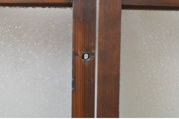 アンティーク建具　大正ロマン!!　ダイヤガラス入り　ノスタルジックな雰囲気漂うガラス戸2枚セット(引き戸)(R-066727)