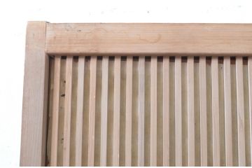 アンティーク建具　腰板欅(ケヤキ)材　和の空間を演出する裏障子付き格子戸2枚セット(引き戸、障子戸、ガラス帯戸)(R-066728)