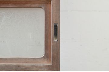 アンティーク建具　腰板欅(ケヤキ)材　和の空間を演出する裏障子付き格子戸2枚セット(引き戸、障子戸、ガラス帯戸)(R-066728)