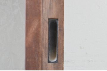 アンティーク建具　腰板欅(ケヤキ)材　和の空間を演出する裏障子付き格子戸2枚セット(引き戸、障子戸、ガラス帯戸)(R-066728)