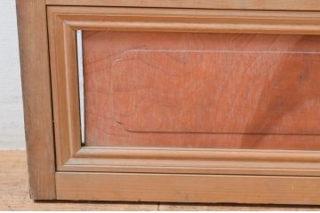 アンティーク建具　腰板欅(ケヤキ)材　和の空間を演出する裏障子付き格子戸2枚セット(引き戸、障子戸、ガラス帯戸)(R-066728)