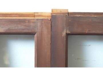 アンティーク建具　大正ロマンの雰囲気漂う両面面取り加工の幅狭ガラス戸4枚セット(引き戸)(R-066730)