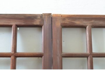 アンティーク建具　大正ロマンの雰囲気漂う両面面取り加工の幅狭ガラス戸4枚セット(引き戸)(R-066730)