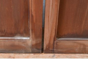アンティーク建具　大正ロマンの雰囲気漂う両面面取り加工の幅狭ガラス戸4枚セット(引き戸)(R-066730)