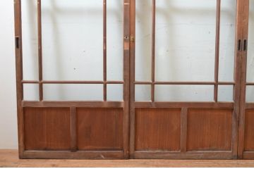 アンティーク建具　大正ロマンの雰囲気漂う両面面取り加工の幅狭ガラス戸4枚セット(引き戸)(R-066731)