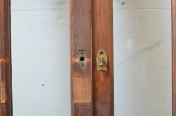 アンティーク建具　大正ロマンの雰囲気漂う両面面取り加工の幅狭ガラス戸4枚セット(引き戸)(R-066731)