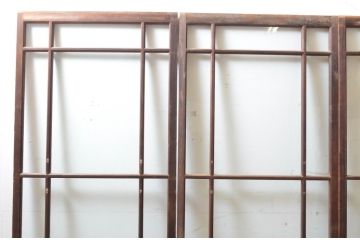 アンティーク建具　大正ロマンの雰囲気漂う両面面取り加工の幅狭ガラス戸4枚セット(引き戸)(R-066731)