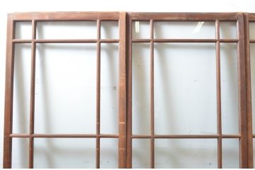アンティーク建具　大正ロマンの雰囲気漂う両面面取り加工の幅狭ガラス戸4枚セット(引き戸)(R-066732)