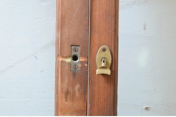 アンティーク建具　大正ロマンの雰囲気漂う両面面取り加工の幅狭ガラス戸4枚セット(引き戸)(R-066732)