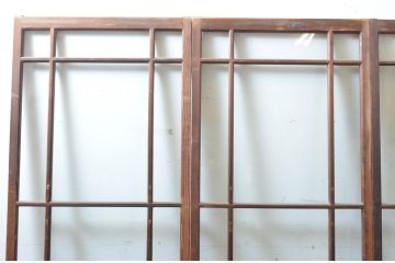 アンティーク建具　大正ロマンの雰囲気漂う両面面取り加工の幅狭ガラス戸4枚セット(引き戸)(R-066732)