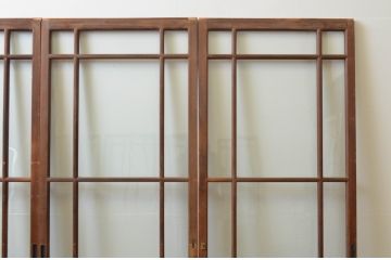 アンティーク建具　大正ロマンの雰囲気漂う両面面取り加工の幅狭ガラス戸4枚セット(引き戸)(R-066734)