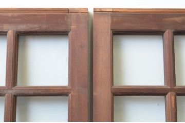アンティーク建具　大正ロマンの雰囲気漂う両面面取り加工の幅狭ガラス戸4枚セット(引き戸)(R-066734)