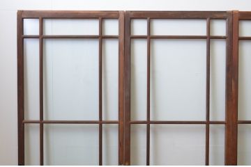 アンティーク建具　大正ロマンの雰囲気漂う両面面取り加工の幅狭ガラス戸4枚セット(引き戸)(R-066735)