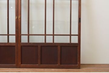 アンティーク建具　大正ロマン　ノスタルジックな雰囲気を演出する両面面取り加工の幅狭ガラス戸2枚セット(引き戸)(R-066736)