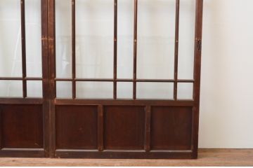 アンティーク建具　大正ロマン　ノスタルジックな雰囲気を演出する両面面取り加工の幅狭ガラス戸2枚セット(引き戸)(R-066736)