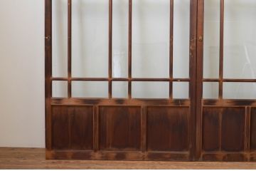 アンティーク建具　大正ロマン　ノスタルジックな雰囲気を演出する両面面取り加工の幅狭ガラス戸2枚セット(引き戸)(R-066737)