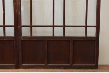 アンティーク建具　大正ロマン　ノスタルジックな雰囲気を演出する両面面取り加工の幅狭ガラス戸3枚セット(引き戸)(R-066738)