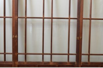 アンティーク建具　大正ロマン　ノスタルジックな雰囲気を演出する両面面取り加工の幅狭ガラス戸3枚セット(引き戸)(R-066739)
