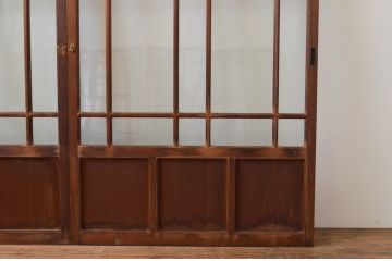 アンティーク建具　大正ロマン　ノスタルジックな雰囲気を演出する両面面取り加工の幅狭ガラス戸3枚セット(引き戸)(R-066739)