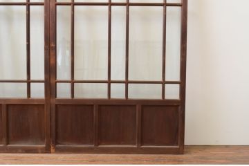 アンティーク建具　大正ロマン　ノスタルジックな雰囲気を演出する両面面取り加工の幅狭ガラス戸3枚セット(引き戸)(R-066739)