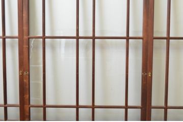 アンティーク建具　大正ロマン　ノスタルジックな雰囲気を演出する両面面取り加工の幅狭ガラス戸3枚セット(引き戸)(R-066740)