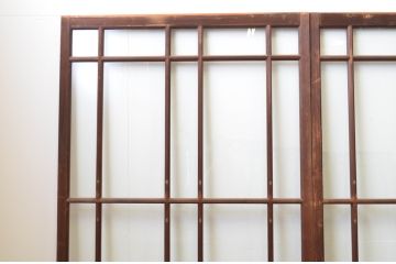 アンティーク建具　大正ロマン　ノスタルジックな雰囲気を演出する両面面取り加工の幅狭ガラス戸3枚セット(引き戸)(R-066740)
