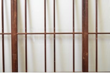アンティーク建具　大正ロマン　ノスタルジックな雰囲気を演出する両面面取り加工の幅狭ガラス戸3枚セット(引き戸)(R-066740)