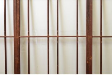 アンティーク建具　大正ロマン　ノスタルジックな雰囲気を演出する両面面取り加工の幅狭ガラス戸3枚セット(引き戸)(R-066740)
