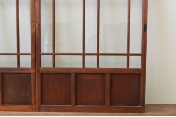 アンティーク建具　大正ロマン　ノスタルジックな雰囲気を演出する両面面取り加工の幅狭ガラス戸3枚セット(引き戸)(R-066741)
