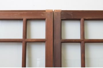 アンティーク建具　上手物!!　両面面取り加工　大正ロマンの雰囲気が漂うガラス戸4枚セット(引き戸)(R-066747)
