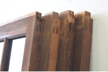 アンティーク建具　上手物!!　両面面取り加工　大正ロマンの雰囲気が漂うガラス戸4枚セット(引き戸)(R-066747)