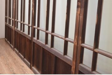 アンティーク建具　上手物!!　両面面取り加工　大正ロマンの雰囲気が漂うガラス戸4枚セット(引き戸)(R-066748)