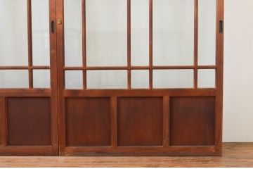 アンティーク建具　上手物!!　両面面取り加工　大正ロマンの雰囲気が漂うガラス戸3枚セット(引き戸)(R-066749)