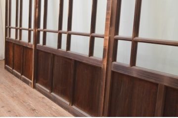 アンティーク建具　上手物!!　両面面取り加工　大正ロマンの雰囲気が漂うガラス戸3枚セット(引き戸)(R-066749)