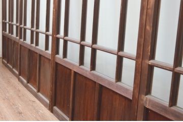 アンティーク建具　上手物!!　両面面取り加工　大正ロマンの雰囲気が漂うガラス戸4枚セット(引き戸)(R-066750)