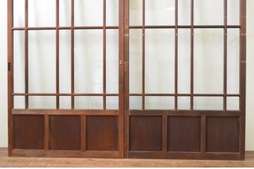 アンティーク建具　上手物!!　両面面取り加工　大正ロマンの雰囲気が漂うガラス戸2枚セット(引き戸)(R-066751)
