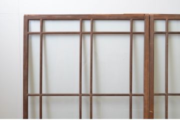アンティーク建具　レトロな雰囲気が魅力の幅広ガラス戸2枚セット(引き戸)(R-066752)