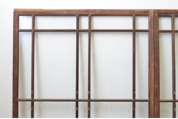 アンティーク建具　レトロな雰囲気が魅力の幅広ガラス戸2枚セット(引き戸)(R-066752)