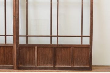 アンティーク建具　レトロな雰囲気が魅力の幅広ガラス戸2枚セット(引き戸)(R-066752)