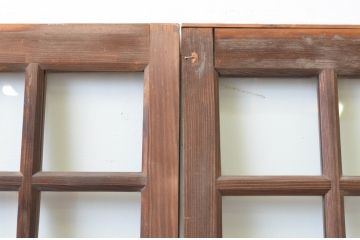 アンティーク建具　レトロな雰囲気が魅力の幅広ガラス戸2枚セット(引き戸)(R-066752)