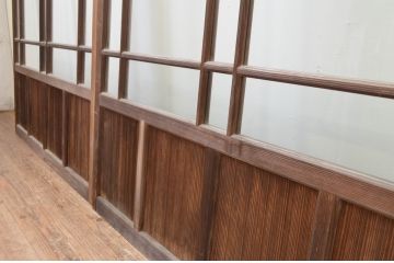 アンティーク建具　レトロな雰囲気が魅力の幅広ガラス戸2枚セット(引き戸)(R-066752)