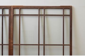 アンティーク建具　レトロな雰囲気が魅力の幅広ガラス戸2枚セット(引き戸)(R-066753)